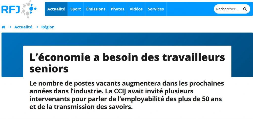 Titre de l’article RFJ « L’économie a besoin des travailleurs seniors »